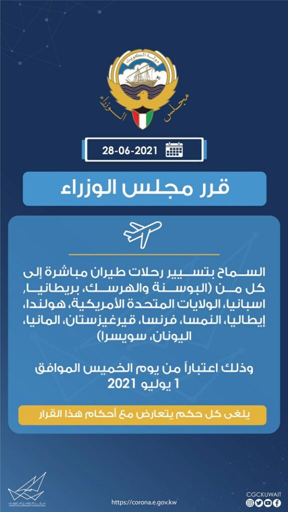 مجلس الوزراء: السماح بتسيير رحلات طيران مباشرة إلى 12 دولة اعتبارا من أول يوليو