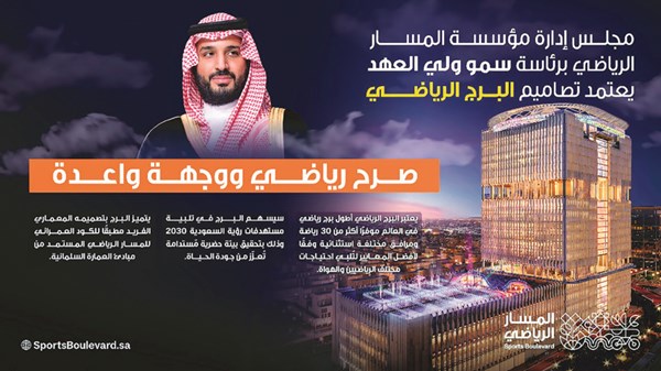 ولي العهد السعودي يعتمد تصاميم البرج الرياضي في العاصمة الرياض